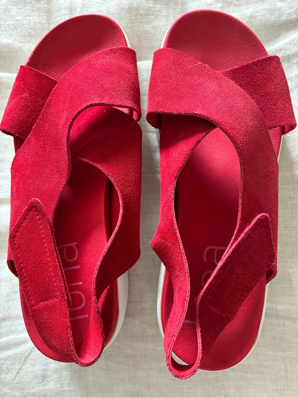 Women's Red Suede Cross-Over Slingback Sandals